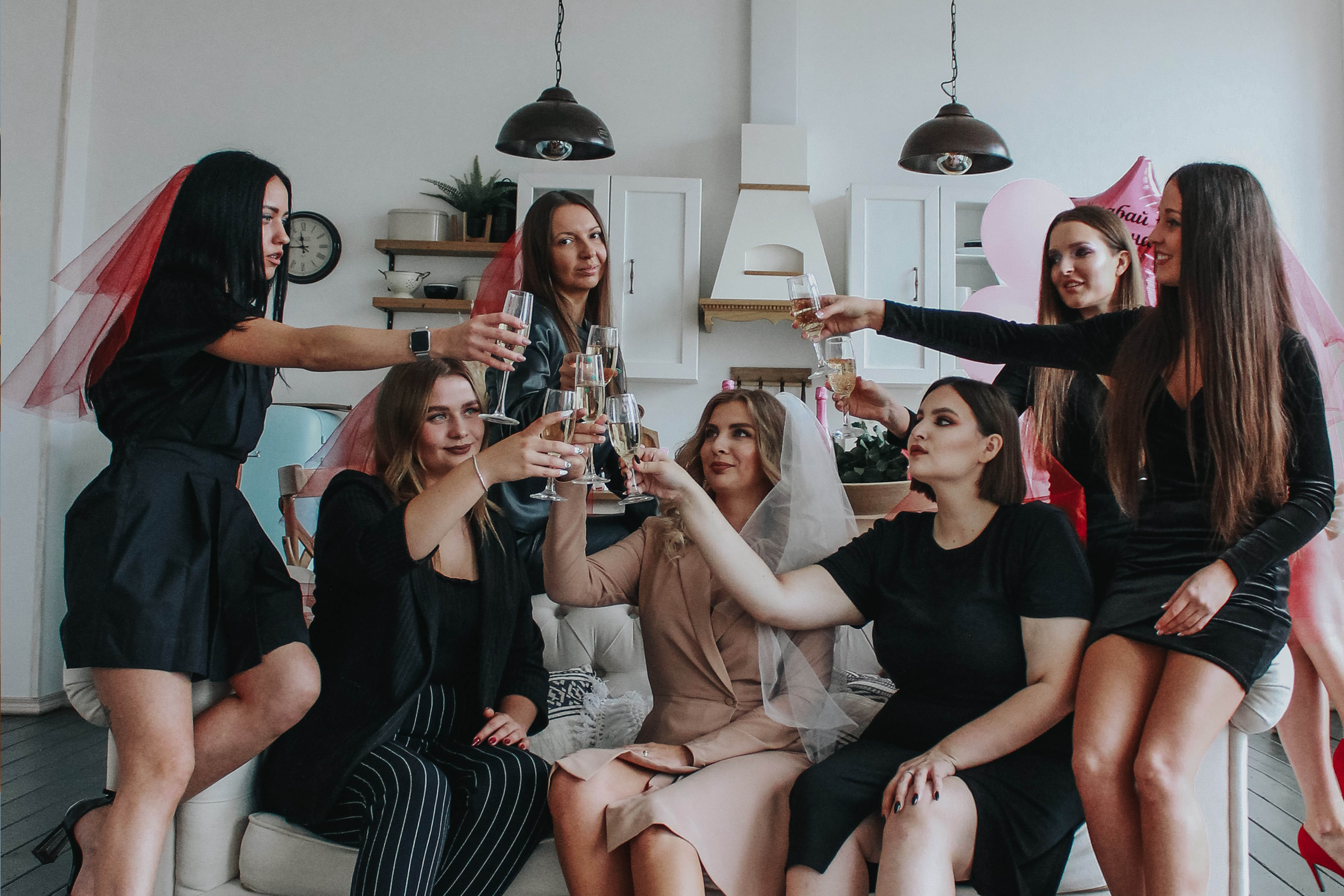A group of friends at a bachelorette party