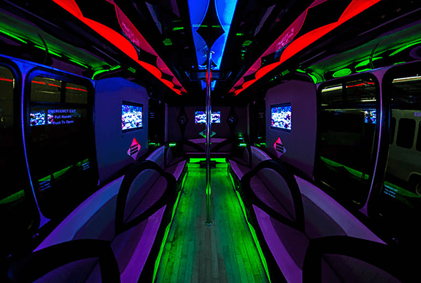 party bus Milwaukee with fiber optic lighting
